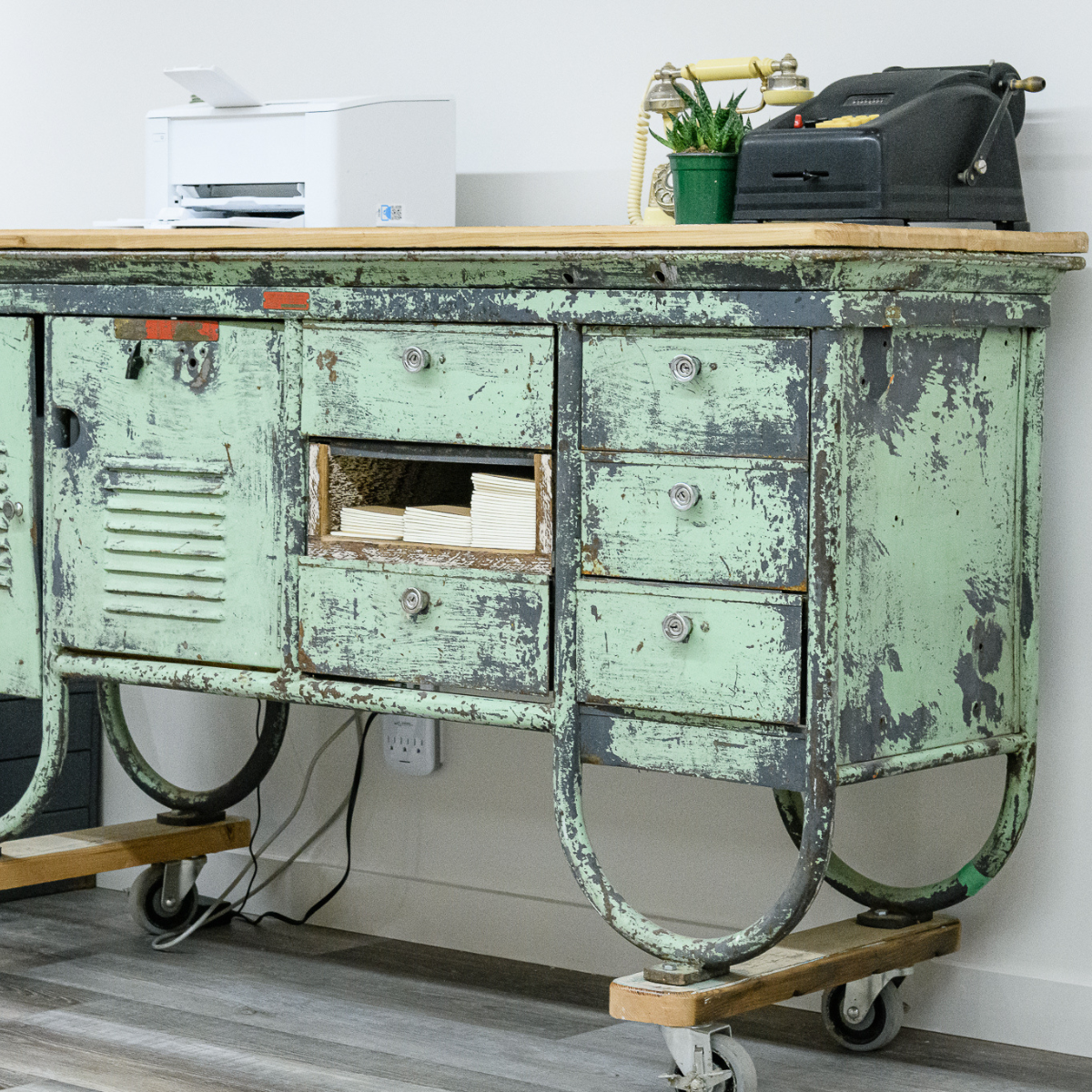 vintage mint green drawer