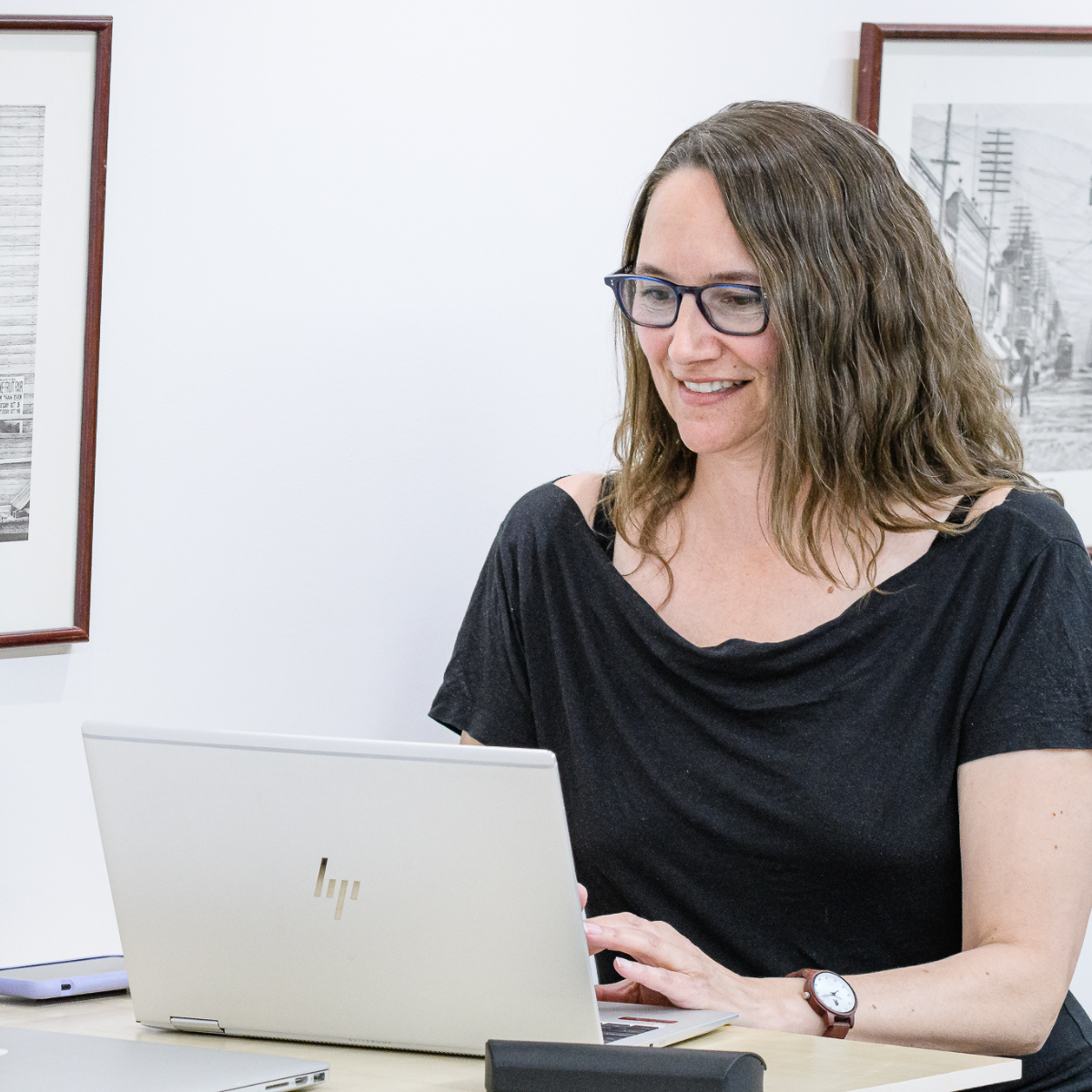 working professional on computer